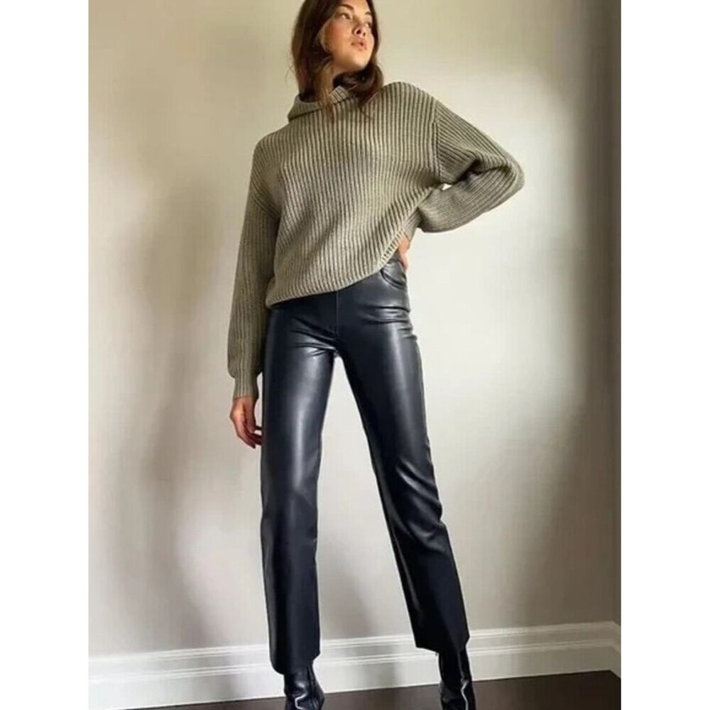 Aritzia Wilfred The Melina Pant Black Vegan Leather Pants Size 4 High Waisted